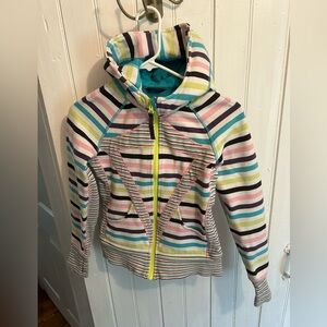 Ivivva youth 12 Striped Multicolor zip up Hoodie sweater